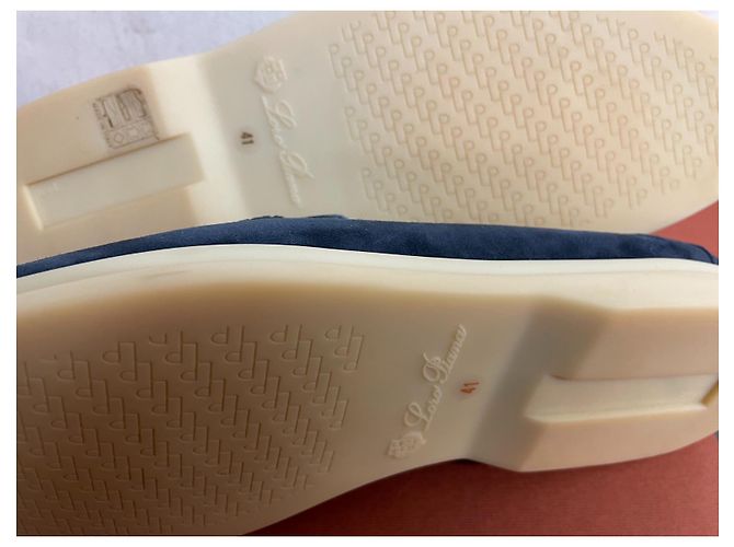 Mocassini Loro Piana in scamosciato blu navy - vista 6