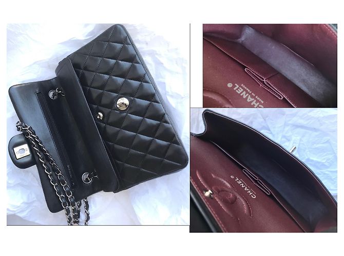 Chanel Timeless Classic Dbl Flap Bag Plata HW 23 cm Negro - vista 10