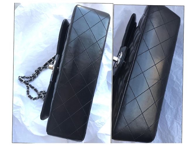 Chanel Timeless Classic Dbl Flap Bag Plata HW 23 cm Negro - vista 11