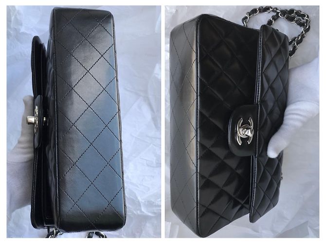 Chanel Timeless Classic Dbl Flap Bag Plata HW 23 cm Negro - vista 12