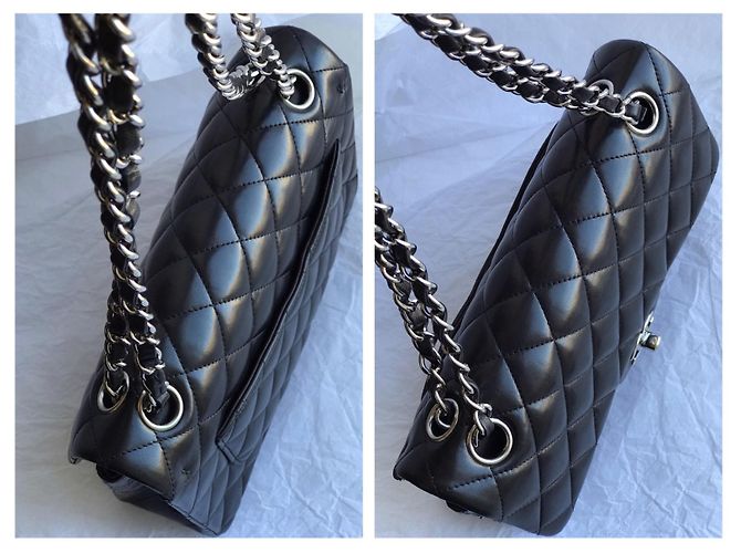 Chanel Timeless Classic Dbl Flap Bag Plata HW 23 cm Negro - vista 14