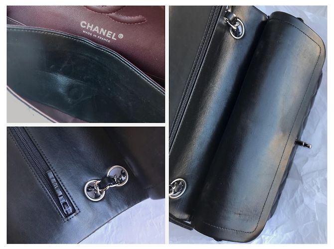Chanel Timeless Classic Dbl Flap Bag Plata HW 23 cm Negro - vista 15