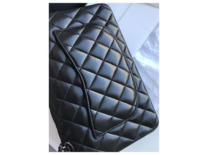Chanel Timeless Classic Dbl Flap Bag Plata HW 23 cm Negro - vista 16