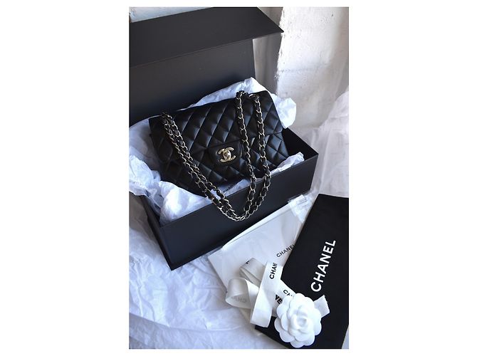 Chanel Timeless Classic Dbl Flap Bag Plata HW 23 cm Negro - vista 2