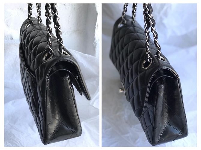 Chanel Timeless Classic Dbl Flap Bag Plata HW 23 cm Negro - vista 5