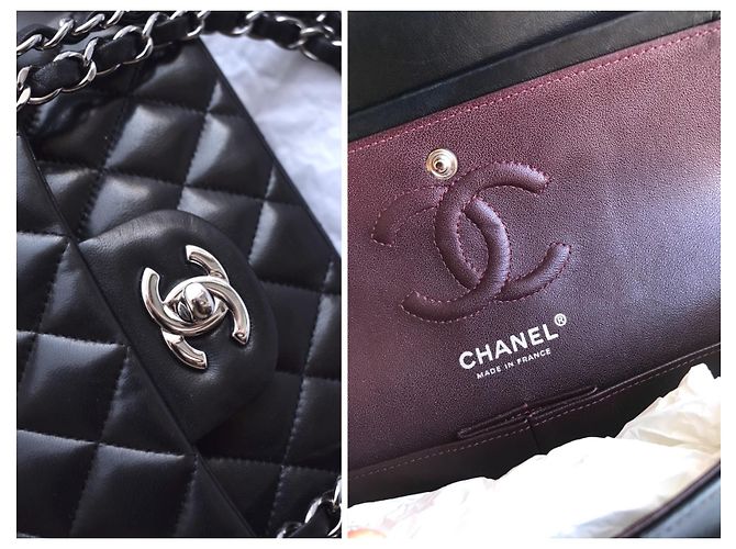 Chanel Timeless Classic Dbl Flap Bag Plata HW 23 cm Negro - vista 7