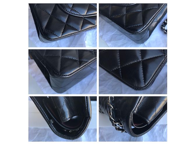 Chanel Timeless Classic Dbl Flap Bag Plata HW 23 cm Negro - vista 8