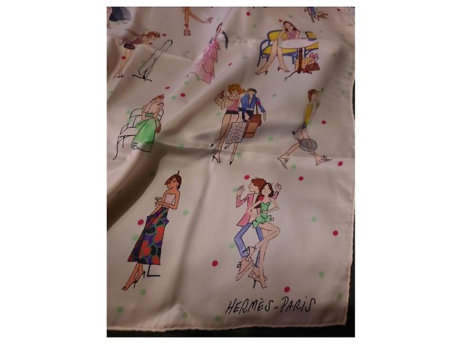Hermès CARRE LES PARISIENNES DE KIRIAZ Bianco - vista 3