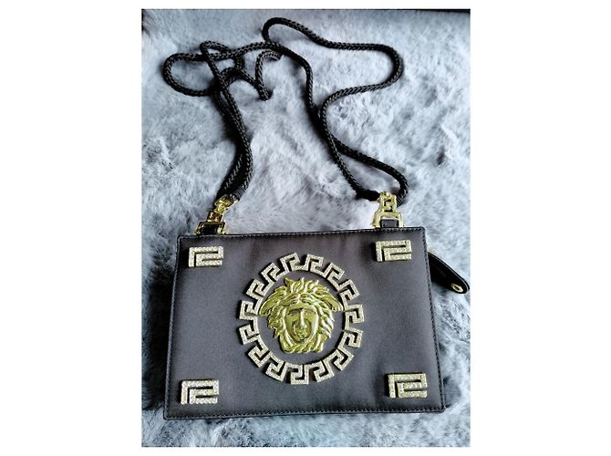 Borsa Gianni Versace in seta nera Nero - vista 3