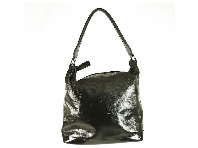 Borsa a tracolla Hobo con cerniera superiore tasca frontale in pelle lucida nera Longchamp Nero - vista 2