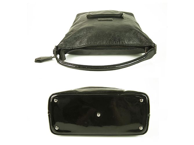 Borsa a tracolla Hobo con cerniera superiore tasca frontale in pelle lucida nera Longchamp Nero - vista 3