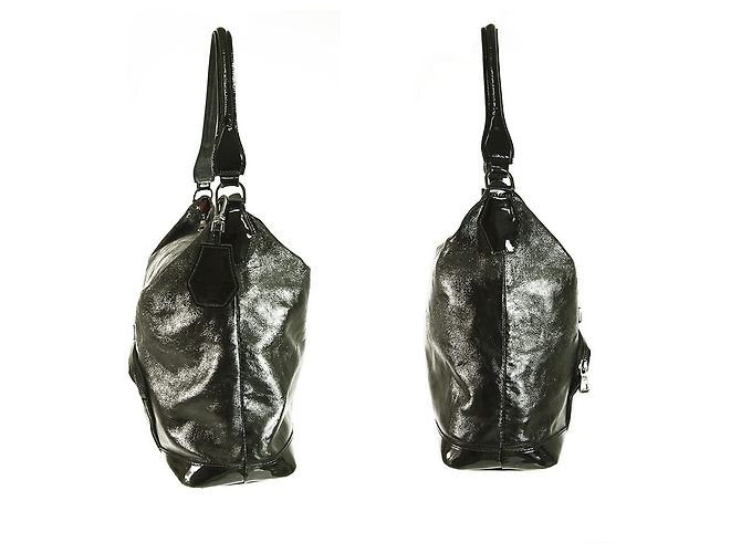 Borsa a tracolla Hobo con cerniera superiore tasca frontale in pelle lucida nera Longchamp Nero - vista 5