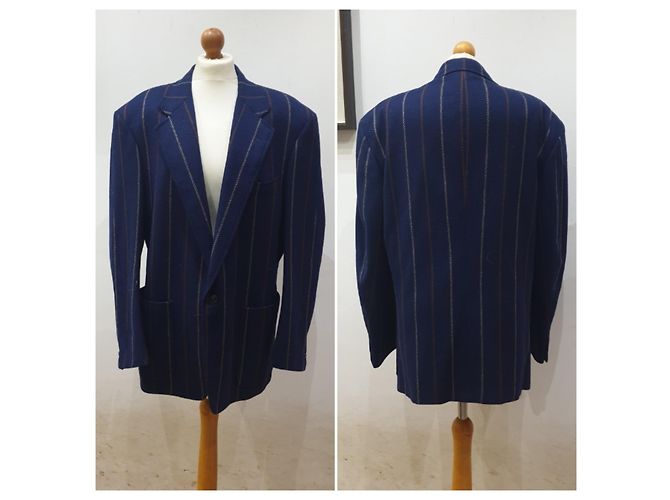Trussardi giacca vintage righe Blu - vista 7
