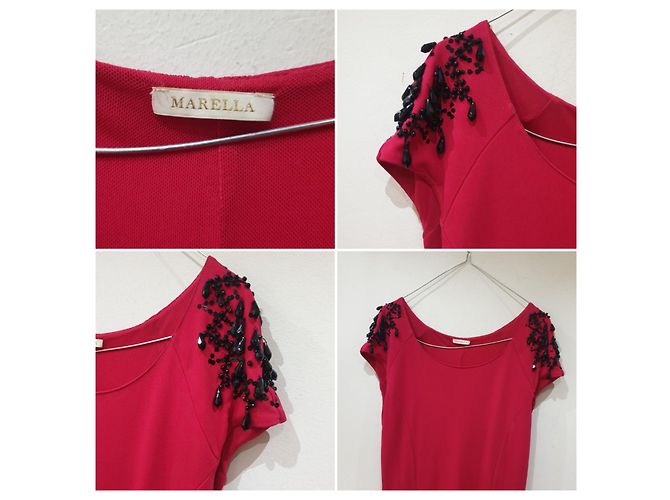 Marella rotes Kleid mit Perlen - Ansicht 4