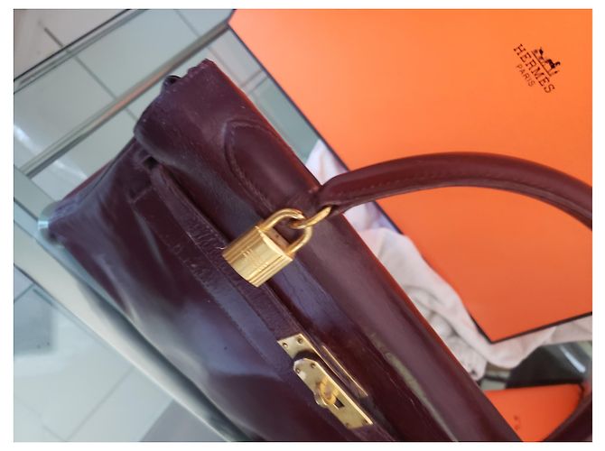 Hermès Kelly vintage anni tardi 70 Bordò - vista 4