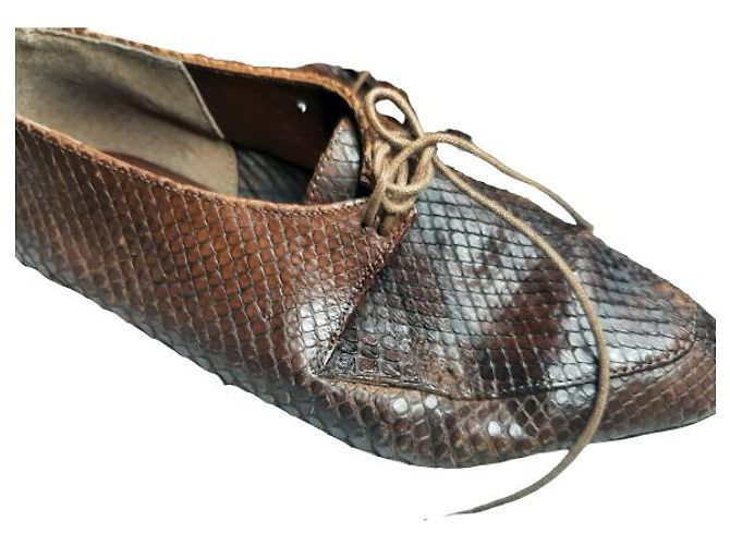 (second hand) Ballin Sz. 38 Leather Multicolor Python Snake skin Mules Kitten Heels Brown - view 4