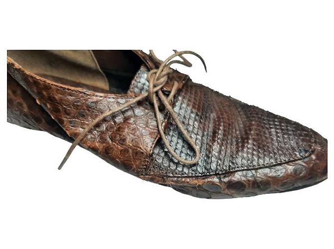 (second hand) Ballin Sz. 38 Leather Multicolor Python Snake skin Mules Kitten Heels Brown - view 5