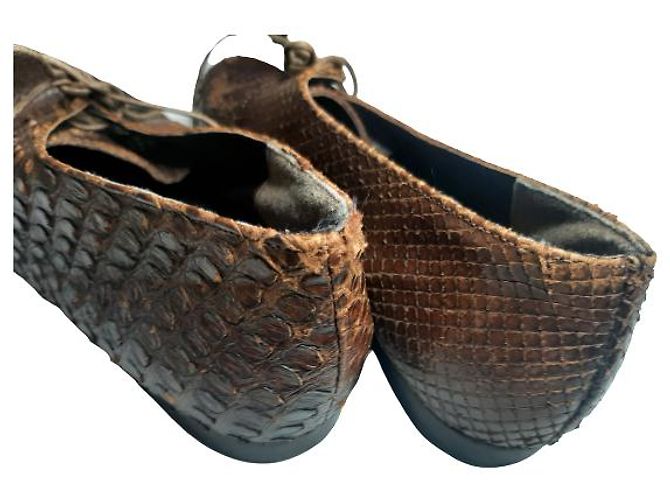 (second hand) Ballin Sz. 38 Leather Multicolor Python Snake skin Mules Kitten Heels Brown - view 6