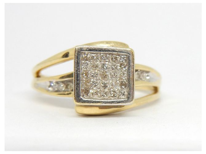 Autre Marque Antico anello quadrato in oro e diamanti - vista 3