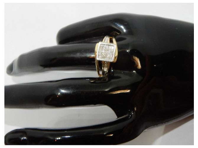 Autre Marque Antico anello quadrato in oro e diamanti - vista 8