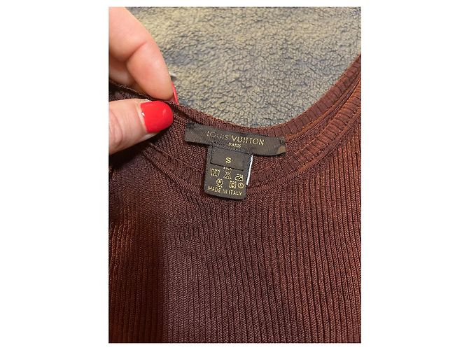 Louis Vuitton Top de Seda Marrón Castaño - vista 2