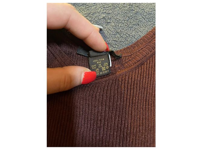 Louis Vuitton Top de Seda Marrón Castaño - vista 3