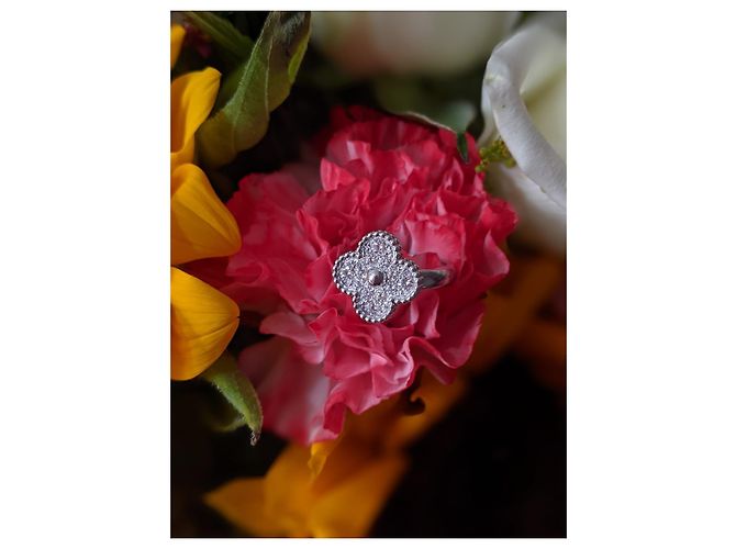 Van Cleef & Arpels Van Cleef e Arpels VCA 18k Anello in oro bianco vintage Alhambra con diamanti Argento - vista 13
