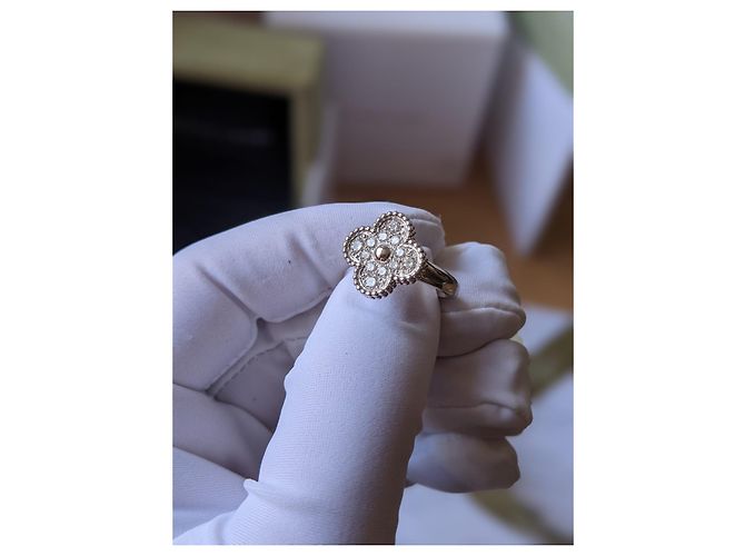 Van Cleef & Arpels Van Cleef e Arpels VCA 18k Anello in oro bianco vintage Alhambra con diamanti Argento - vista 4