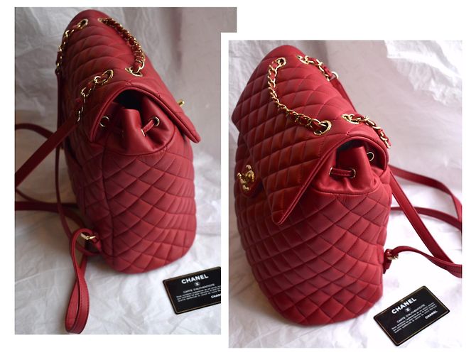 Chanel Mochila acolchoada atemporal com cartão Vermelho - vista 11