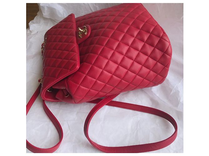 Chanel Mochila acolchoada atemporal com cartão Vermelho - vista 12