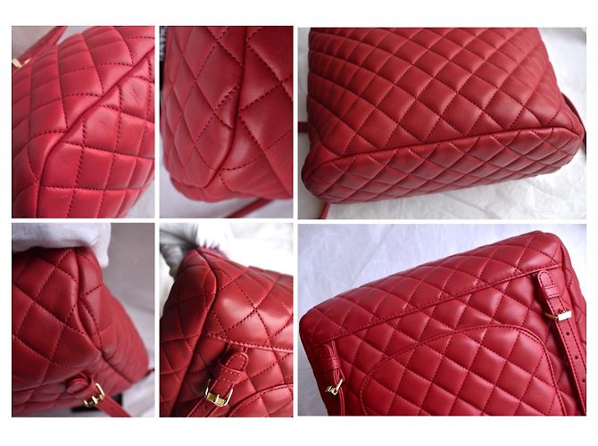 Chanel Mochila acolchoada atemporal com cartão Vermelho - vista 15
