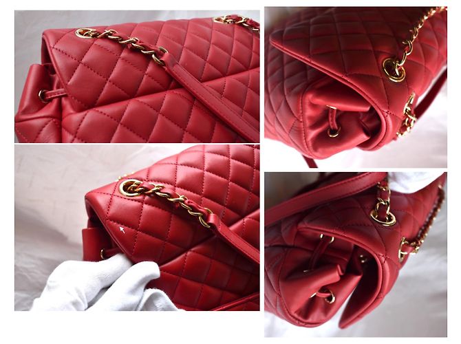 Chanel Mochila acolchoada atemporal com cartão Vermelho - vista 16