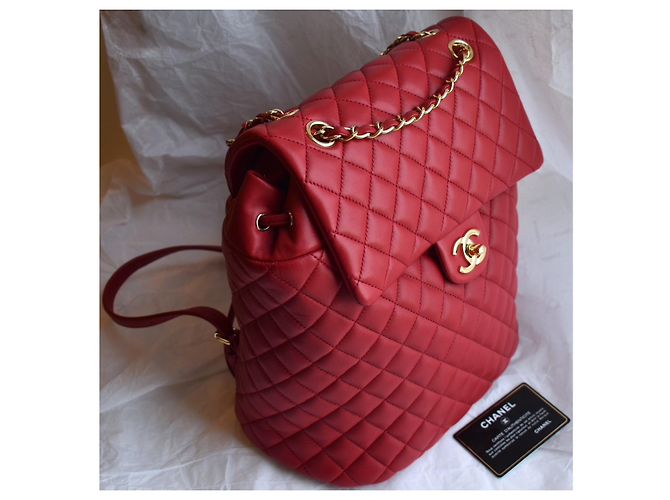 Chanel Mochila acolchoada atemporal com cartão Vermelho - vista 18