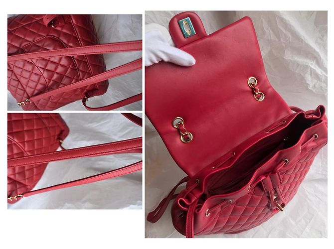 Chanel Mochila acolchoada atemporal com cartão Vermelho - vista 6