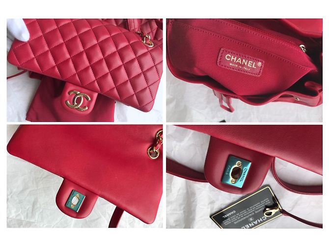 Chanel Mochila acolchoada atemporal com cartão Vermelho - vista 9