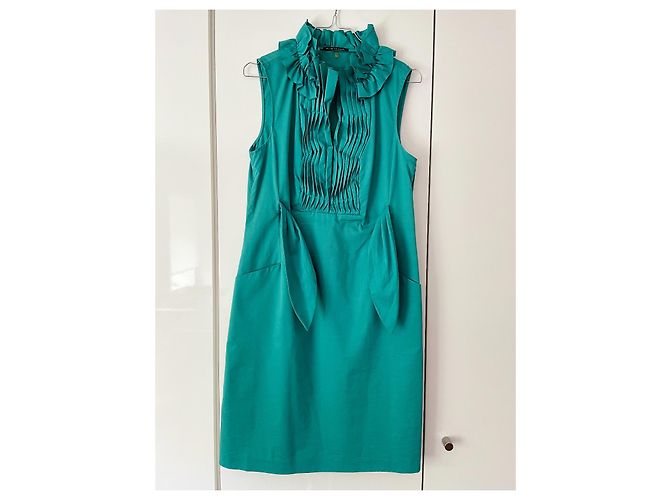 Vestido de verano de algodón verde Elie Tahari - vista 2
