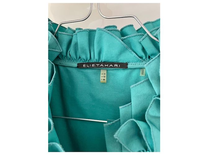 Vestido de verano de algodón verde Elie Tahari - vista 3