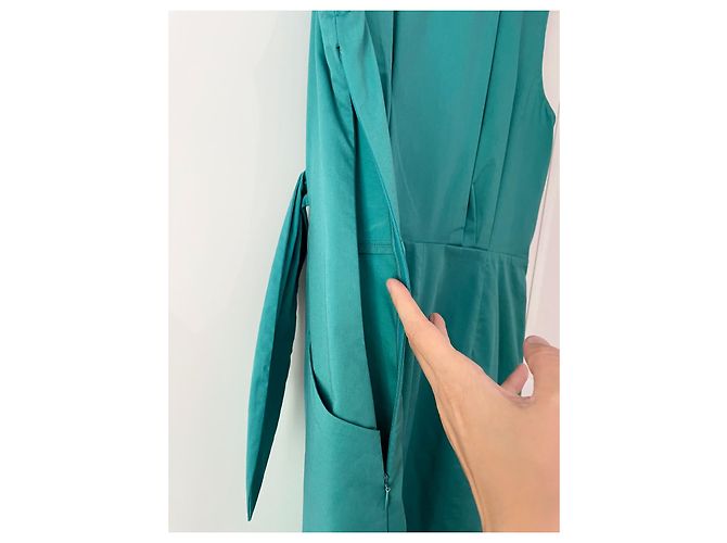 Vestido de verano de algodón verde Elie Tahari - vista 4