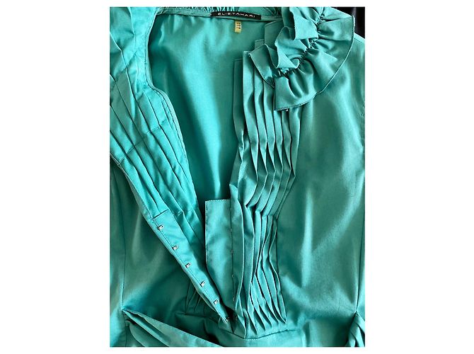 Vestido de verano de algodón verde Elie Tahari - vista 6