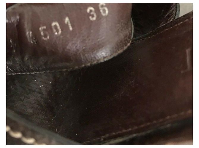 Yves Saint Laurent Sandali con zeppa vintage YSL Rive Gauche Marrone - vista 4
