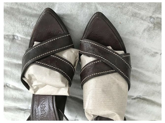 Yves Saint Laurent Sandali con zeppa vintage YSL Rive Gauche Marrone - vista 6