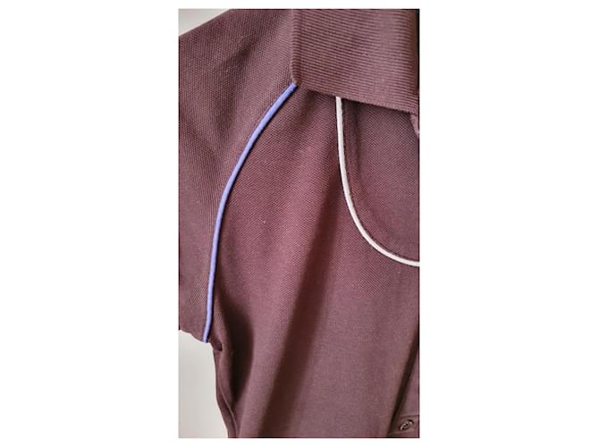 Polo de piqué de algodón marrón de Maison Céline Marrón oscuro - vista 2