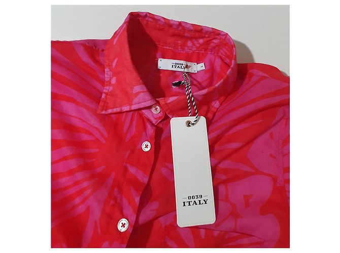 Camicia lunga Taya 0039 in cotone rosa e rosso - vista 5