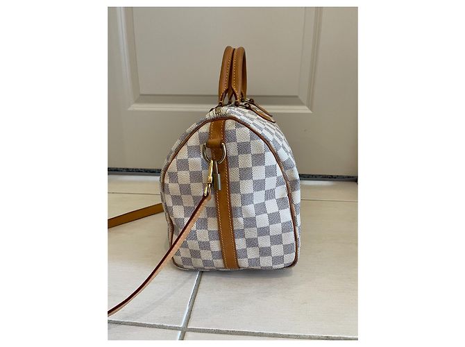 Speedy Louis Vuitton Louis vuitto bandouliere 35 Damier Azur Bianco - vista 2