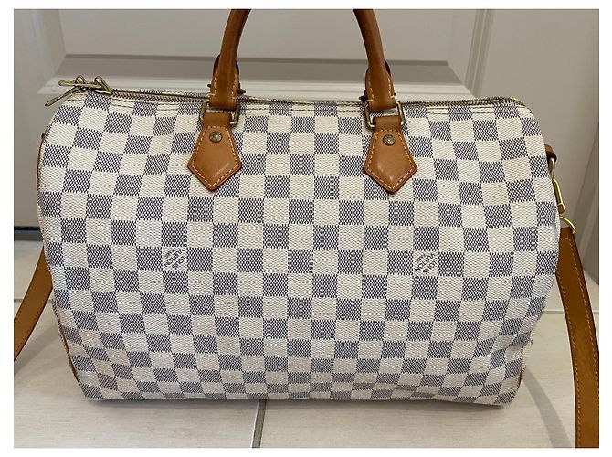 Speedy Louis Vuitton Louis vuitto bandouliere 35 Damier Azur Bianco - vista 3