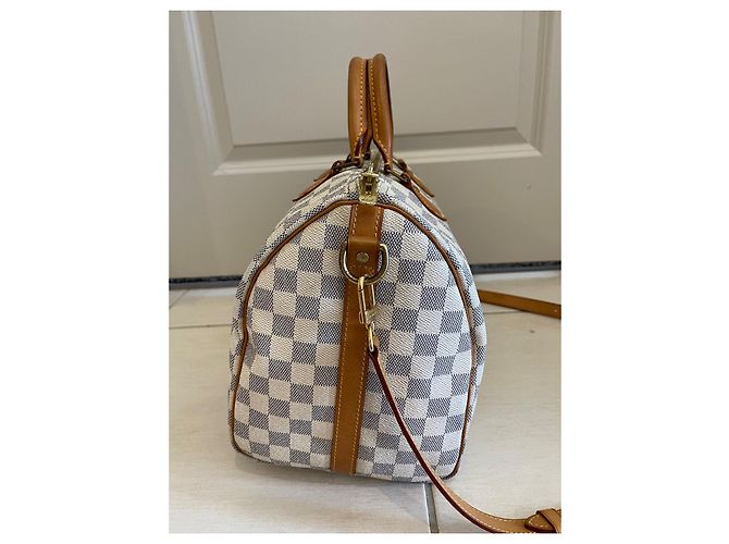 Speedy Louis Vuitton Louis vuitto bandouliere 35 Damier Azur Bianco - vista 5