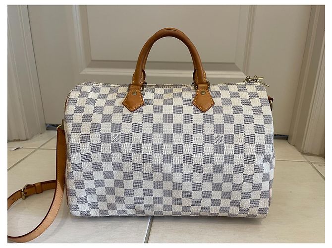 Speedy Louis Vuitton Louis vuitto bandouliere 35 Damier Azur Bianco - vista 6