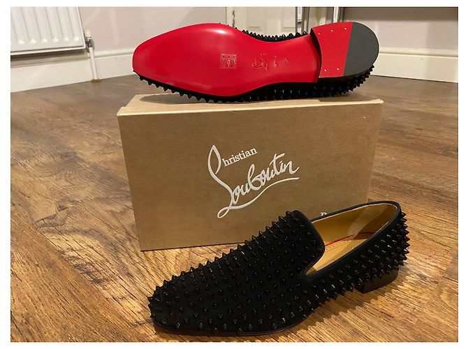 Mocassini Christian Louboutin Dandelion Spikes Neri Suede 45 Nero - vista 2