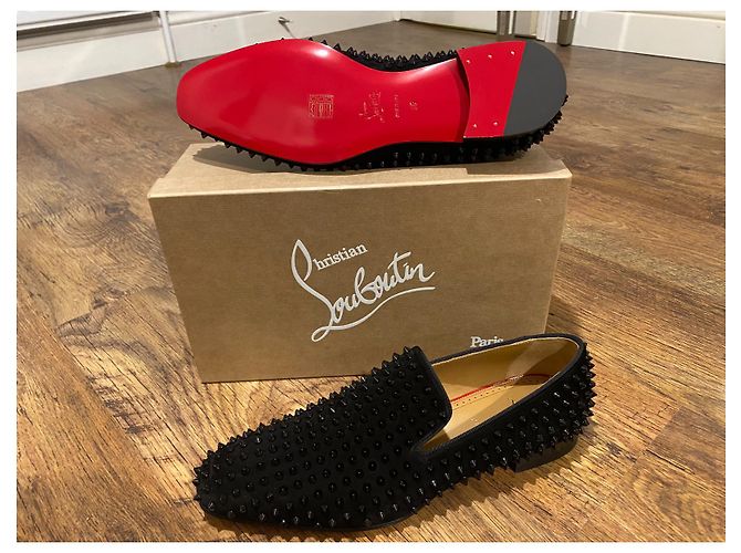 Mocassini Christian Louboutin Dandelion Spikes Neri Suede 45 Nero - vista 3