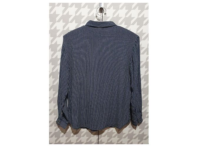 Camicia Ganni Kaluga Crepe Blu a Righe in Viscosa - vista 3